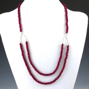 Rough Ruby and Sterling Silver Necklace